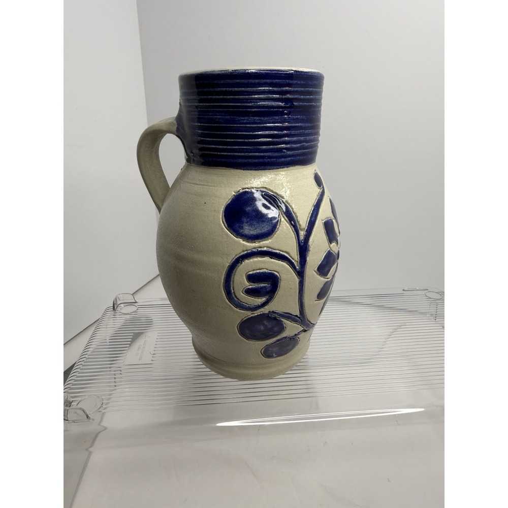 Williamsburg Pottery Cobalt Blue Hand- Thrown Pitcher - Picture 3 of 11